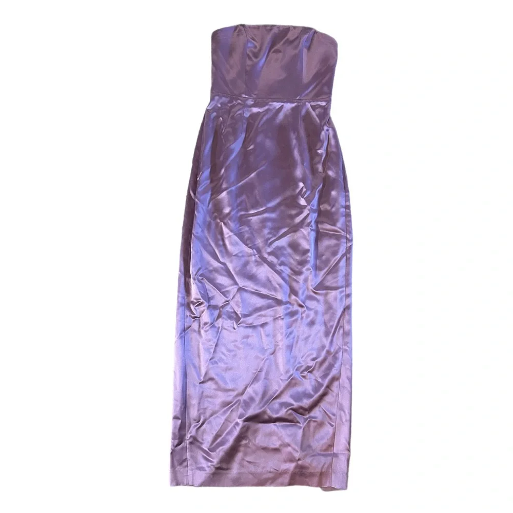 NWT MILLY Riva Hammered Satin Strapless Dress - Picture 3 of 10